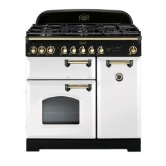 Rangemaster Classic Deluxe 90 Dual Fuel White Brass - CDL90DFFWH/B