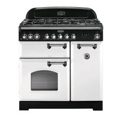 Rangemaster Classic Deluxe 90 Dual Fuel White Chrome - CDL90DFFWH/C