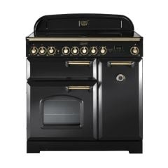 Rangemaster Classic Deluxe 90 Ceramic Charcoal Black/Brass - GB/IE - CDL90ECCB/B