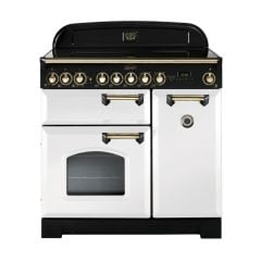 Rangemaster 114280 Classic Deluxe 90 Ceramic White Brass - CDL90ECWH/B