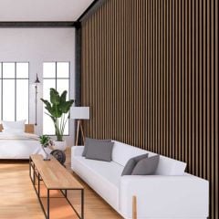 Cladco Internal Slatted Wall Panel - 2400 x 600 x 21mm - Antique Oak - INTSLATAO