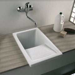 Thomas Denby Small Ceramic Laundry Sink - White - CLS