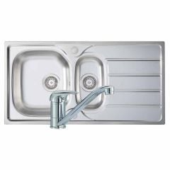 Prima 1.5 Bowl Stainless Steel Kitchen Sink & Single Lever Tap Pack - CPR042