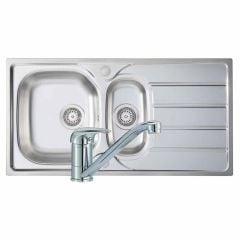 Prima 1.5 Bowl Stainless Steel Kitchen Sink & Tap Pack - Single Lever - CPR042