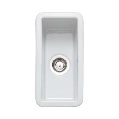 Rangemaster Rustique 234x460 0.5 Bowl Fire Clay Ceramic Inset or Undermount Kitchen Sink - White - CRUB1740WH/