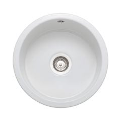 Rangemaster Rustique 445x445 1 Bowl Fire Clay Ceramic Inset or Undermount Kitchen Sink - White - CRUB385WH/