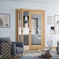 Deanta Ely Prefinished Oak 1L Full Glazed Internal Door - 2040x826x40mm - 40ELYGGX826FSC