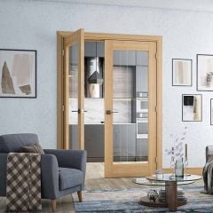 Deanta Ely Unfinished Oak 1L Full Glazed Internal Door - 2040x826x40mm - 40HP22GGUNX826