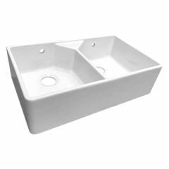 Reginox Dublin 2 Bowl Ceramic Belfast Style Sink - Pure White - DUBLIN