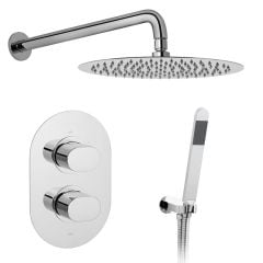Vado DX Life Thermostatic 2 Handle 2 Oulet Concealed Mixer Shower With Shower Kit + Fixed Head - Chrome - DX-172251-LIF-CP