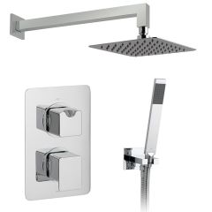 Vado DX Phase Thermostatic 2 Handle 2 Oulet Concealed Mixer Shower with Shower Kit + Fixed Head - Chrome - DX-172251-PHA-CP