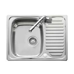 Leisure Euroline 1 Bowl Inset Kitchen Sink with Reversible Drainer - Polished Stainless Steel - EL6501/POL