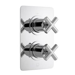 Vado DX Elements 1 Outlet, 2 Handle Concealed Thermostatic Valve with Soft Square Backplate - ELE-148D/SQ-CP