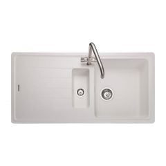 Rangemaster Elements 1.5 Bowl Igneous Granite Kitchen Sink - Crystal White - ELE1052CW/