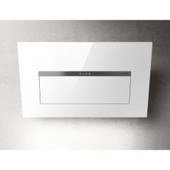 Elica Bloom 85cm Chimney Cooker Hood - White Glass - Closed Vent Front View