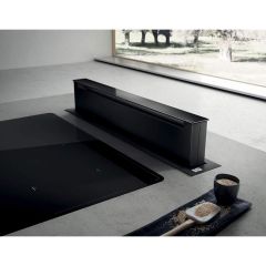 Elica Pandora 90cm Downdraft Extractor - Black - Installed Front Side View