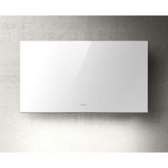 Elica Plat 55cm Chimney Cooker Hood - White Glass -  Mounted Front View