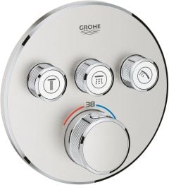 Grohe Grohtherm SmartControl Thermostat for Concealed Installation with 3 Valves - Supersteel - 29121DC0