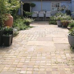 Global Stone Pathway Setts Single Size Pack - 100 x 200 x 25-40mm - Pack of 530 - Sandstone Country Buff - CBSS2010