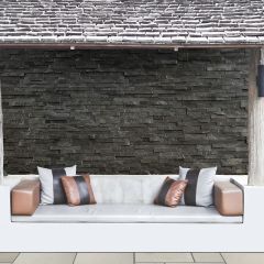 Global Stone Slate Cladding Single Size Pack - 150 x 600 x 10-30mm - Pack of 6 - Carbon - CASC6515B