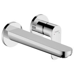 hansgrohe Rebris S Wall Mounted EcoSmart Single Lever Basin Mixer Tap With 20cm Spout - Chrome - 72528000