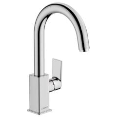 hansgrohe Vernis Shape EcoSmart Basin Mixer Tap With Swivel Spout & Pop-Up Waste - Chrome - 71564000