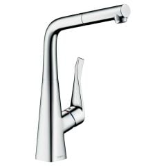 hansgrohe Metris M71 Single Lever Kitchen Mixer Tap 320 with Pull-Out Spout - Chrome - 14821000
