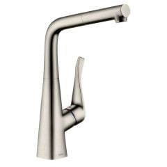 hansgrohe Metris M71 Single Lever Kitchen Mixer Tap 320 With Pull-Out Spout - Stainless Steel - 14821800