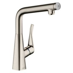 hansgrohe Metris Select M71 Single Lever Kitchen Mixer Tap 320 Single Spray Mode - Stainless Steel - 14883800