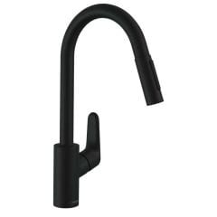 hansgrohe Focus M41 Single Lever Kitchen Mixer Tap 240 With Pull-Out Spray 2 Spray Modes - Matt Black - 31815670