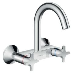 hansgrohe Logis M32 Wall-Mounted 2-Handle Kitchen Mixer Tap Single Spray Mode - Chrome - 71286000