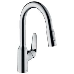 hansgrohe Focus M42 Single Lever Kitchen Mixer Tap 180 With Pull-Out Spray 2 Spray Modes - Chrome - 71801000