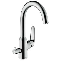 hansgrohe Focus M42 Single Lever Kitchen Mixer Tap 220 With Shut-Off Valve - Chrome - 71803000