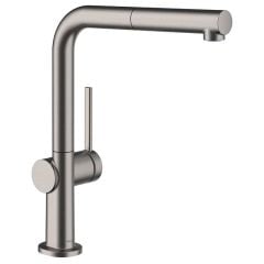 hansgrohe Talis M54 Single Lever Kitchen Mixer Tap 270 With Pull-Out Spout Single Spray Mode - Brushed Black Chrome - 72808340