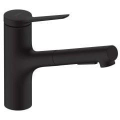 hansgrohe Zesis M33 Single Lever Kitchen Mixer Tap 150 With Pull-Out Spray 2Jet - Matt Black - 74800670