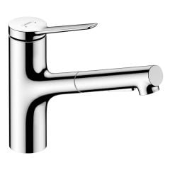 hansgrohe Zesis M33 Single Lever Kitchen Mixer Tap 150 With Pull-Out Spray 2Jet Sbox Lite - Chrome - 74803000