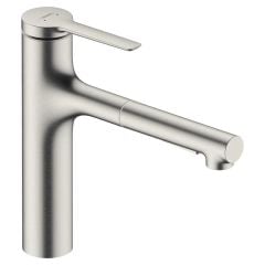 hansgrohe Zesis M33 Single Lever Kitchen Mixer Tap 160 With Pull-Out Spray 2Jet Sbox Lite - Stainless Steel - 74804800