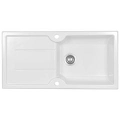 Thomas Denby Harmony XL 1 Bowl Reversible Ceramic Kitchen Sink & Drainer - White - HAR1010WH