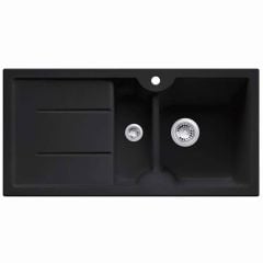 Thomas Denby Harmony MB 1.5 Bowl Reversible Ceramic Kitchen Sink & Drainer - Black Satin - HAR1020BL