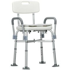 HOMCOM EVA Height Adjustable Padded Shower Chair with Back Arms & Suction Foot Pads - White & Blue - 713-144V00GY - Clean