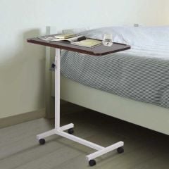 HOMCOM Portable Overbed Table with Adjustable Height & Wooden Top - Brown - 831-110 - Lifestyle