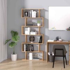 HOMCOM 800mm Bookcase With 6 Shelves - Oak - 833-382 - Lifestyle