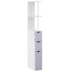 HOMCOM Slimline Bathroom Storage Free-Standing Cabinet Unit with Drawers - Grey & White - 834-114 - Clean