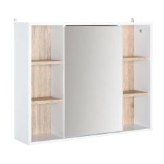 HOMCOM Wall Mounted Bathroom Mirror Medicine Storage Cabinet with Adjustable Shelf - White - 834-245 - Clean