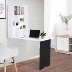 HOMCOM 600mm Wall-Mounted Folding Table With Chalkboard - White - 836-139 - Lifestyle