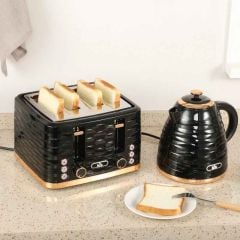 HOMCOM 1600W 1.7 Litre Rapid Boil Kettle & Toaster Set - Black - 800-162V70BK