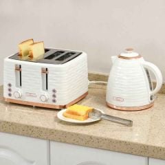 HOMCOM 1600W 1.7 Litre Rapid Boil Kettle & Toaster Set - Cream - 800-162V70CW