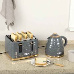 HOMCOM 1600W 1.7 Litre Rapid Boil Kettle & Toaster Set - Grey - 800-162V70GY