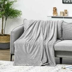 HOMCOM Fleece Throw Blanket - Double Size - 2030x1520mm - Grey - 810-007V00GY