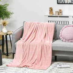 HOMCOM Fleece Throw Blanket - Double Size - 2030x1520mm - Pink - 810-007V00PK